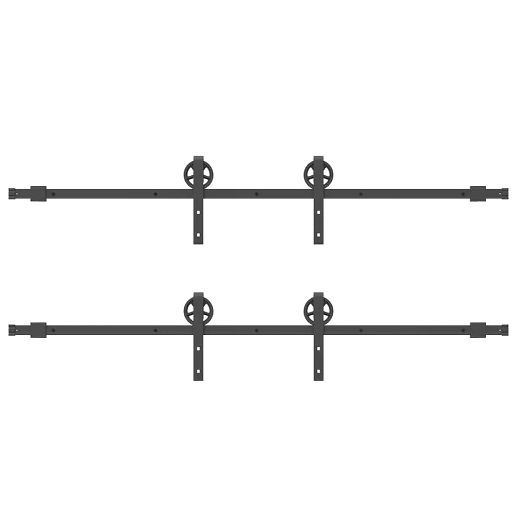 Kit di Binari per Porte Scorrevoli 400 cm Acciaio Nero