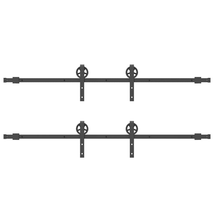Kit di Binari per Porte Scorrevoli 400 cm Acciaio Nero