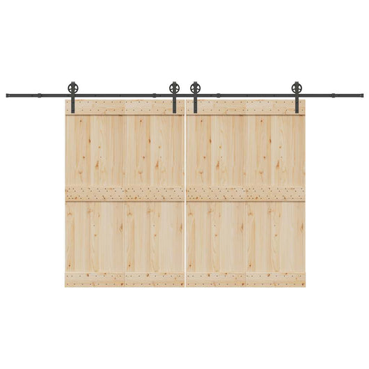 Kit di Binari per Porte Scorrevoli 400 cm Acciaio Nero