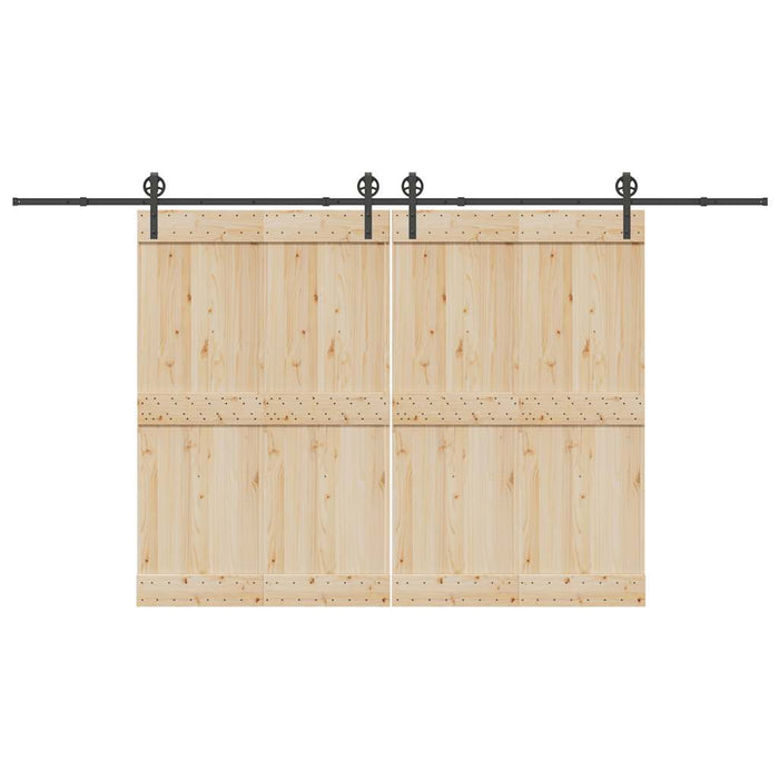 Kit di Binari per Porte Scorrevoli 400 cm Acciaio Nero