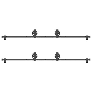 Kit di Binari per Porte Scorrevoli 366 cm Acciaio Nero 3295799
