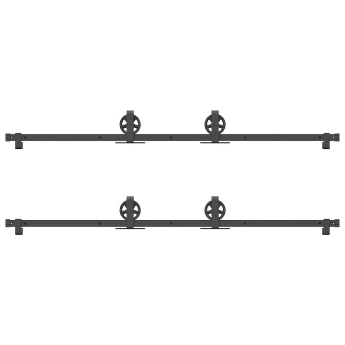 Kit di Binari per Porte Scorrevoli 366 cm Acciaio Nero 3295799