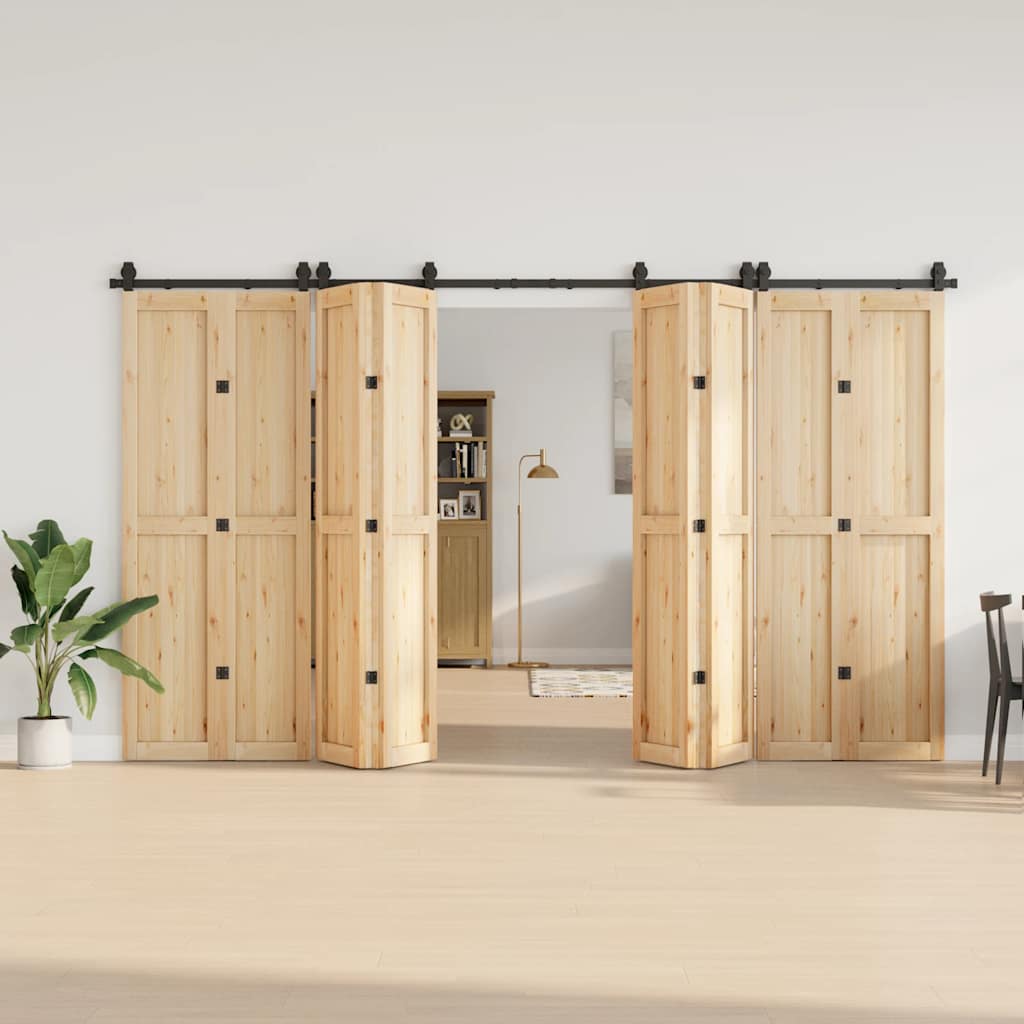 Kit di Binari per Porte Scorrevoli 366 cm Acciaio Nero 3295801