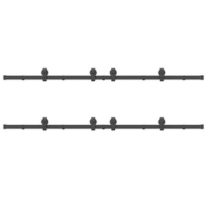 Kit di Binari per Porte Scorrevoli 366 cm Acciaio Nero 3295801