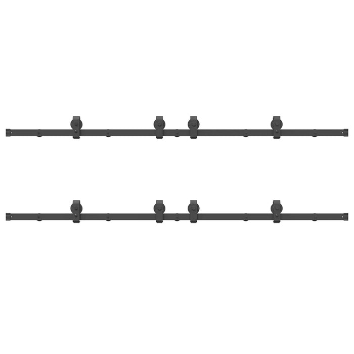Kit di Binari per Porte Scorrevoli 366 cm Acciaio Nero