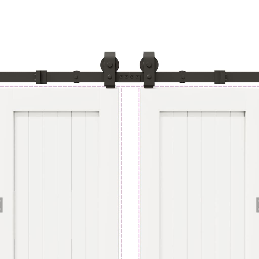 Kit di Binari per Porte Scorrevoli 366 cm Acciaio Nero 3295801