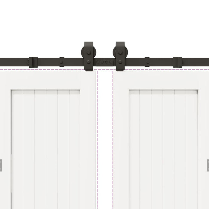 Kit di Binari per Porte Scorrevoli 366 cm Acciaio Nero 3295801