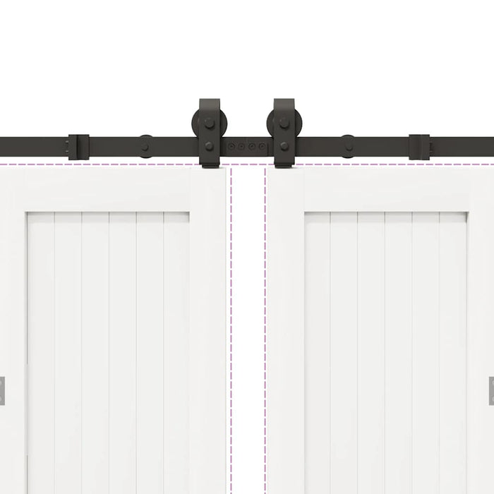 Kit di Binari per Porte Scorrevoli 366 cm Acciaio Nero