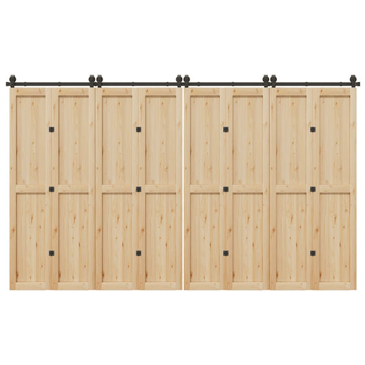 Kit di Binari per Porte Scorrevoli 366 cm Acciaio Nero 3295801