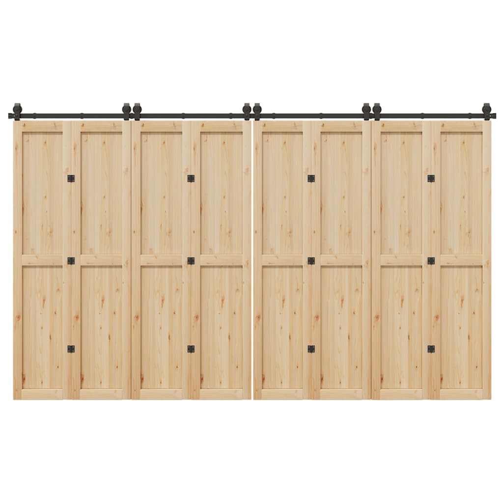 Kit di Binari per Porte Scorrevoli 366 cm Acciaio Nero