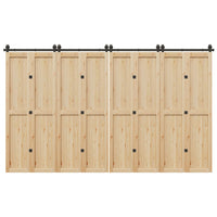 Kit di Binari per Porte Scorrevoli 366 cm Acciaio Nero