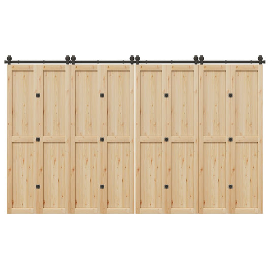 Kit di Binari per Porte Scorrevoli 366 cm Acciaio Nero