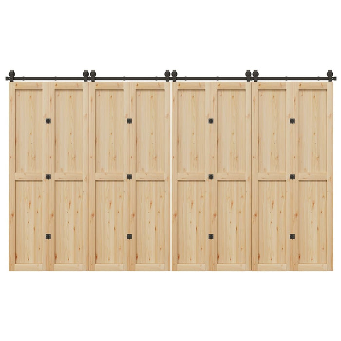 Kit di Binari per Porte Scorrevoli 366 cm Acciaio Nero