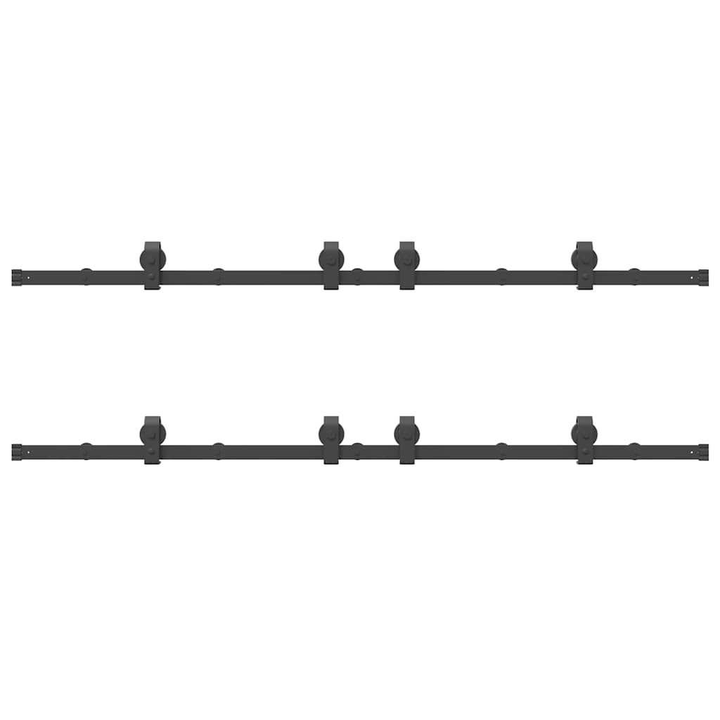 Kit di Binari per Porte Scorrevoli 400 cm Acciaio Nero 3295802