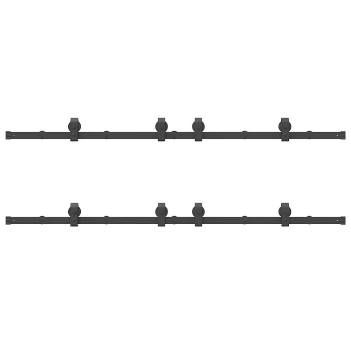 Kit di Binari per Porte Scorrevoli 400 cm Acciaio Nero 3295802