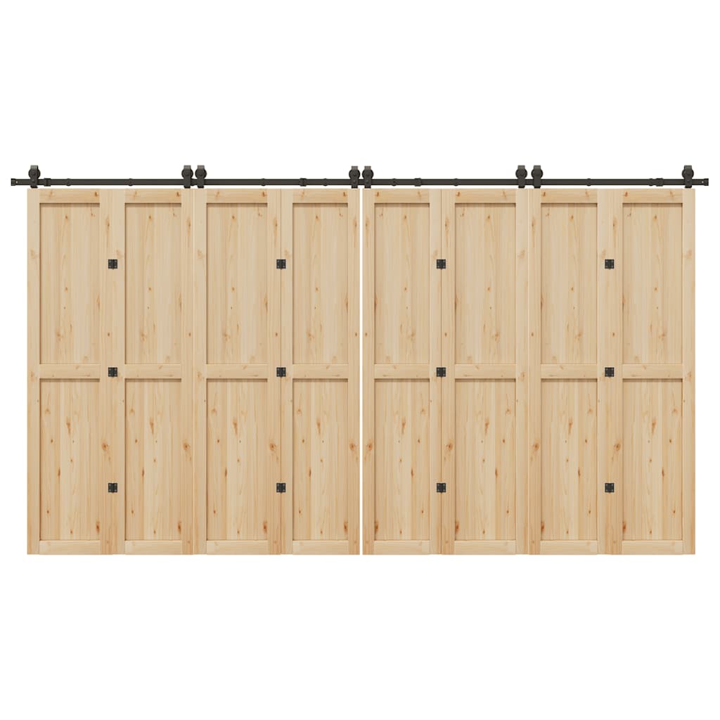 Kit di Binari per Porte Scorrevoli 400 cm Acciaio Nero 3295802