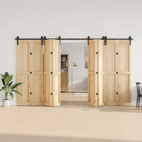 Kit di Binari per Porte Scorrevoli 366 cm Acciaio Nero