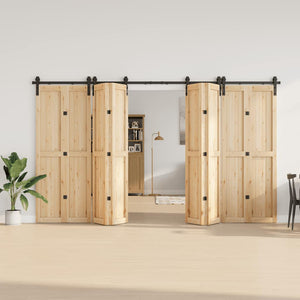 Kit di Binari per Porte Scorrevoli 366 cm Acciaio Nero 3295803