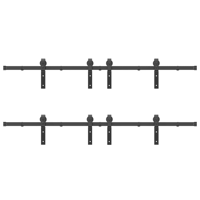 Kit di Binari per Porte Scorrevoli 366 cm Acciaio Nero