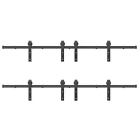 Kit di Binari per Porte Scorrevoli 366 cm Acciaio Nero 3295803