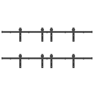 Kit di Binari per Porte Scorrevoli 366 cm Acciaio Nero 3295803