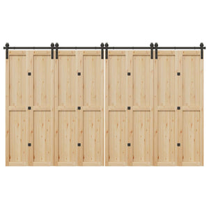 Kit di Binari per Porte Scorrevoli 366 cm Acciaio Nero