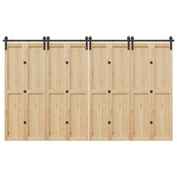 Kit di Binari per Porte Scorrevoli 366 cm Acciaio Nero 3295803