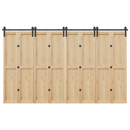 Kit di Binari per Porte Scorrevoli 366 cm Acciaio Nero 3295803