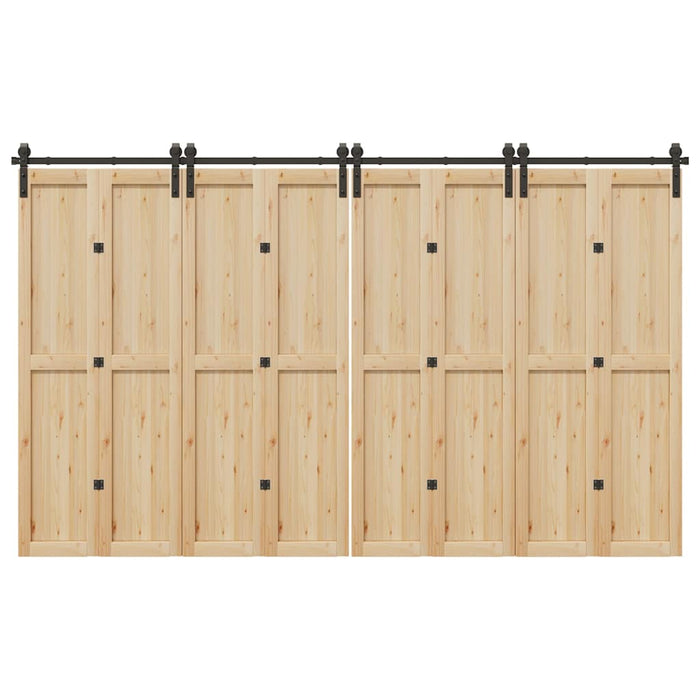 Kit di Binari per Porte Scorrevoli 366 cm Acciaio Nero 3295803