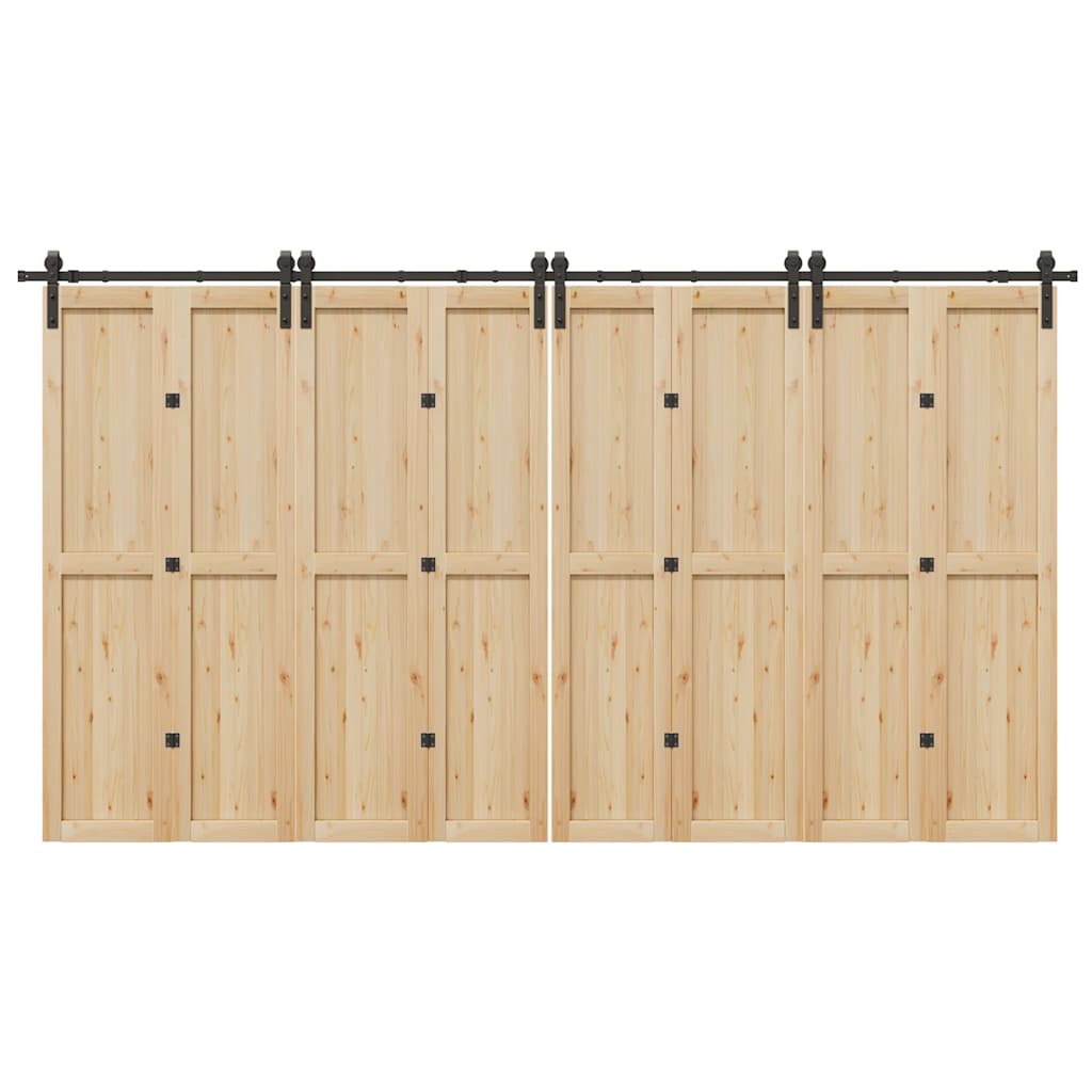 Kit di Binari per Porte Scorrevoli 400 cm Acciaio Nero 3295804