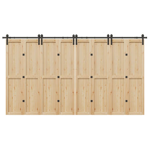 Kit di Binari per Porte Scorrevoli 400 cm Acciaio Nero 3295804