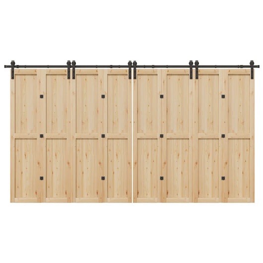 Kit di Binari per Porte Scorrevoli 400 cm Acciaio Nero 3295804