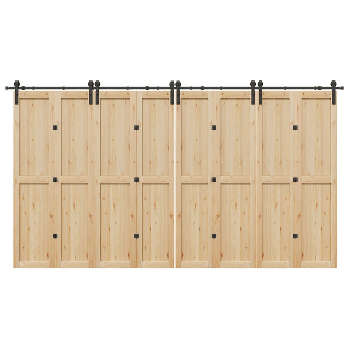 Kit di Binari per Porte Scorrevoli 400 cm Acciaio Nero 3295804