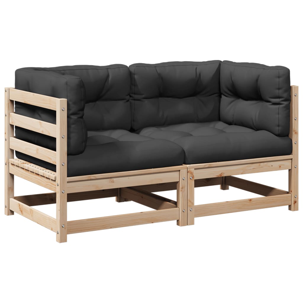 Set Divani Giardino 2 pz con Cuscini in Legno Massello di Pino 3295826