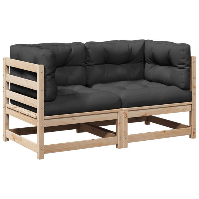 Set Divani Giardino 2 pz con Cuscini in Legno Massello di Pino 3295826