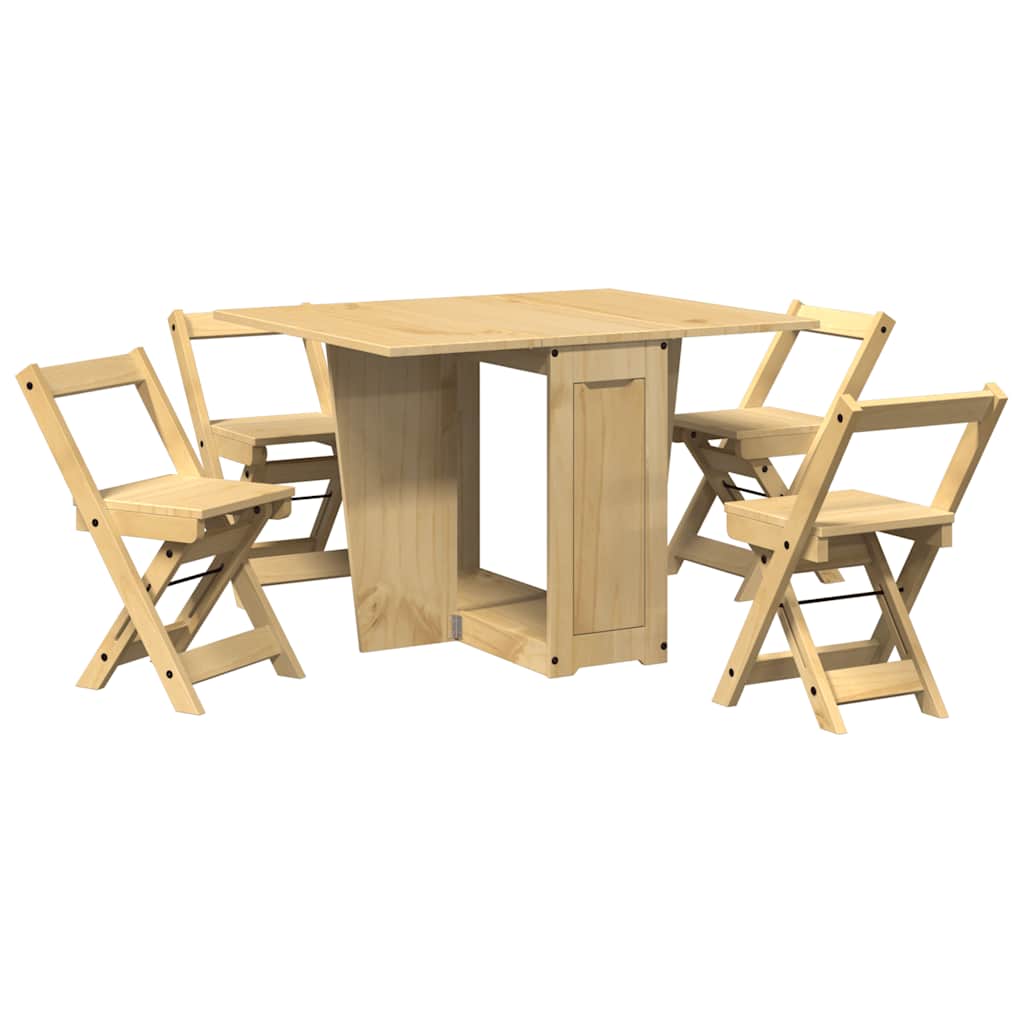 Set da Pranzo 5 pz Corona Pieghevole Marrone Cera in Pino 3295716