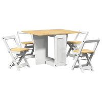 Set da Pranzo 5 pz Corona Pieghevole Bianco in Legno di Pino 3295717