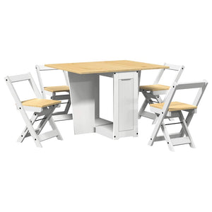 Set da Pranzo 5 pz Corona Pieghevole Bianco in Legno di Pino 3295717