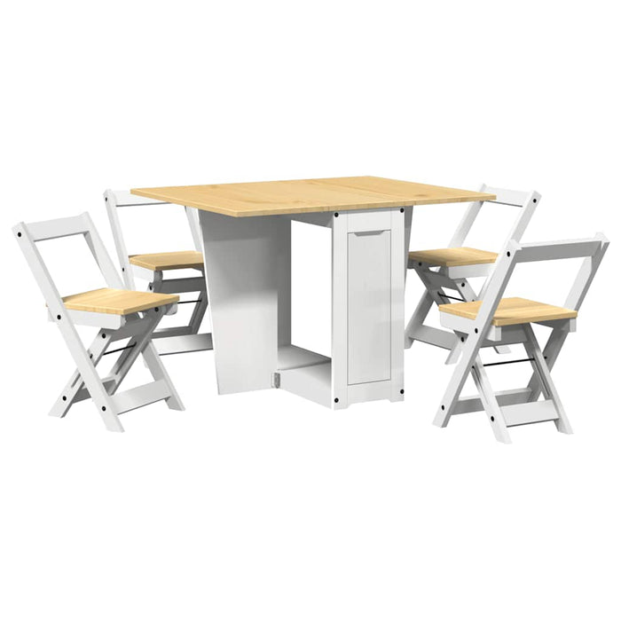 Set da Pranzo 5 pz Corona Pieghevole Bianco in Legno di Pino 3295717