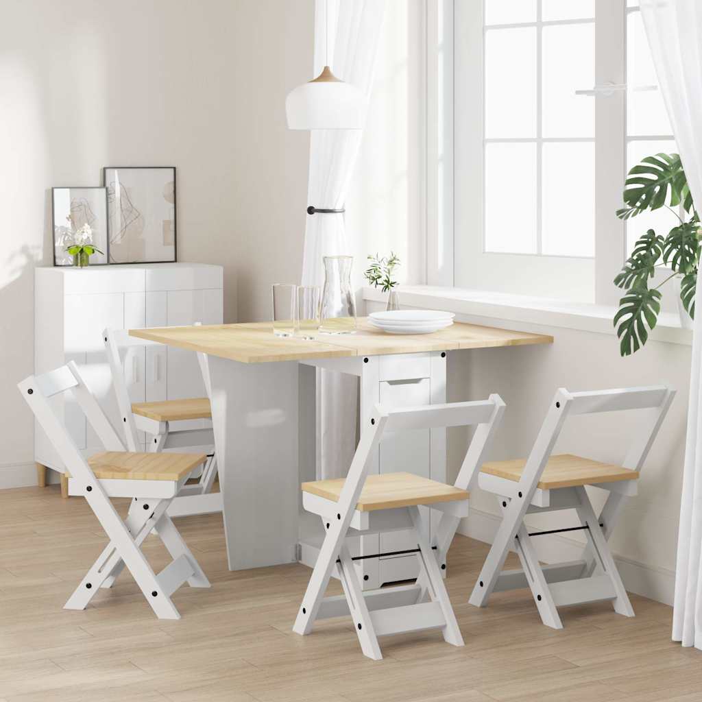Set da Pranzo 5 pz Corona Pieghevole Bianco in Legno di Pino 3295717