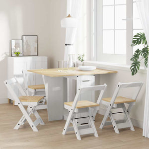 Set da Pranzo 5 pz Corona Pieghevole Bianco in Legno di Pino 3295717
