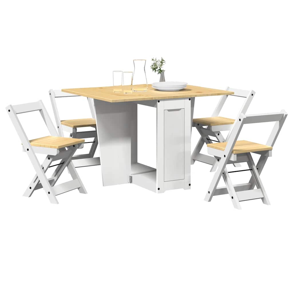 Set da Pranzo 5 pz Corona Pieghevole Bianco in Legno di Pino 3295717
