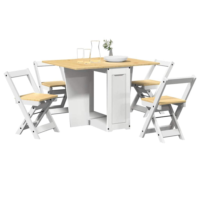 Set da Pranzo 5 pz Corona Pieghevole Bianco in Legno di Pino 3295717