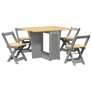 Set da Pranzo 5 pz Corona Pieghevole Grigio in Legno di Pino 3295718