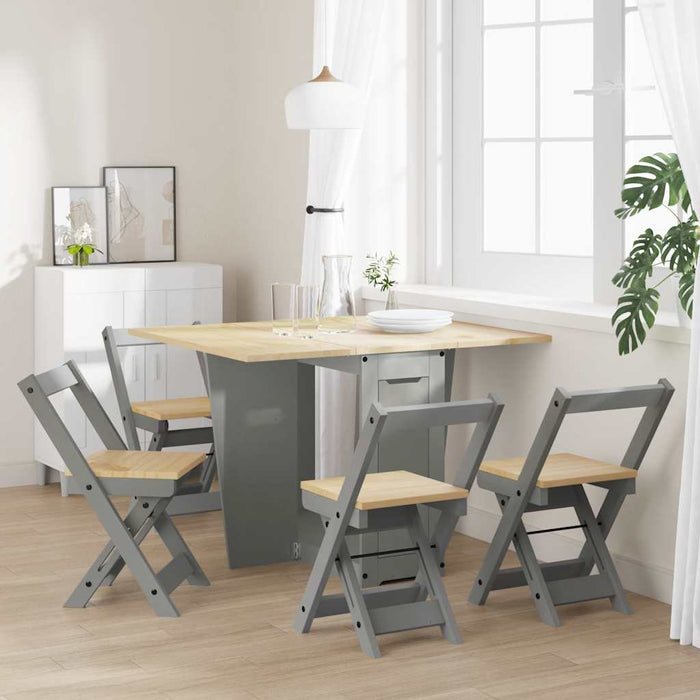 Set da Pranzo 5 pz Corona Pieghevole Grigio in Legno di Pino 3295718