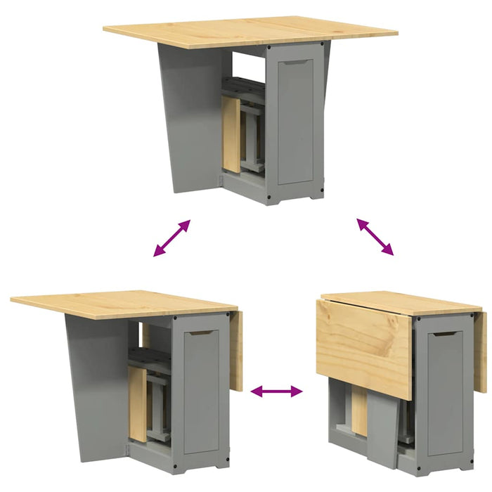 Set da Pranzo 5 pz Corona Pieghevole Grigio in Legno di Pino 3295718