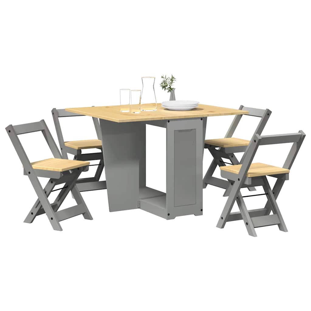 Set da Pranzo 5 pz Corona Pieghevole Grigio in Legno di Pino 3295718