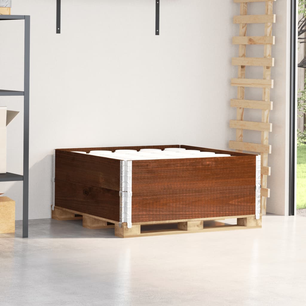 Paretali per Pallet 2pz Marroni 100x100cm Legno Massello Pino 4010292