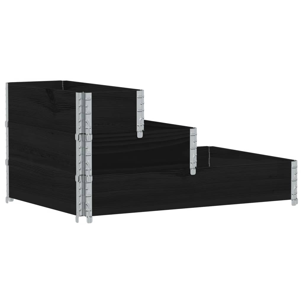 Vassoio per fioriera aiuola rialzata piante fiori terrazza giardino con 3 livelli 120 x 80 cm legno di pino massiccio nero 02_0039888