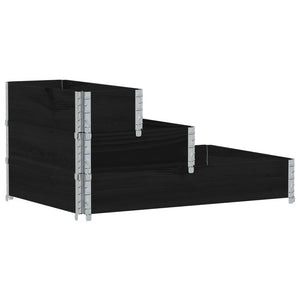 Vassoio per fioriera aiuola rialzata piante fiori terrazza giardino con 3 livelli 120 x 80 cm legno di pino massiccio nero 02_0039888